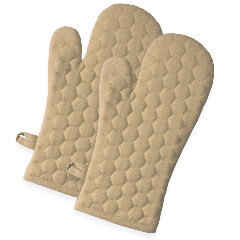 FabStyles Cotton Oven Mitt Set, Beige