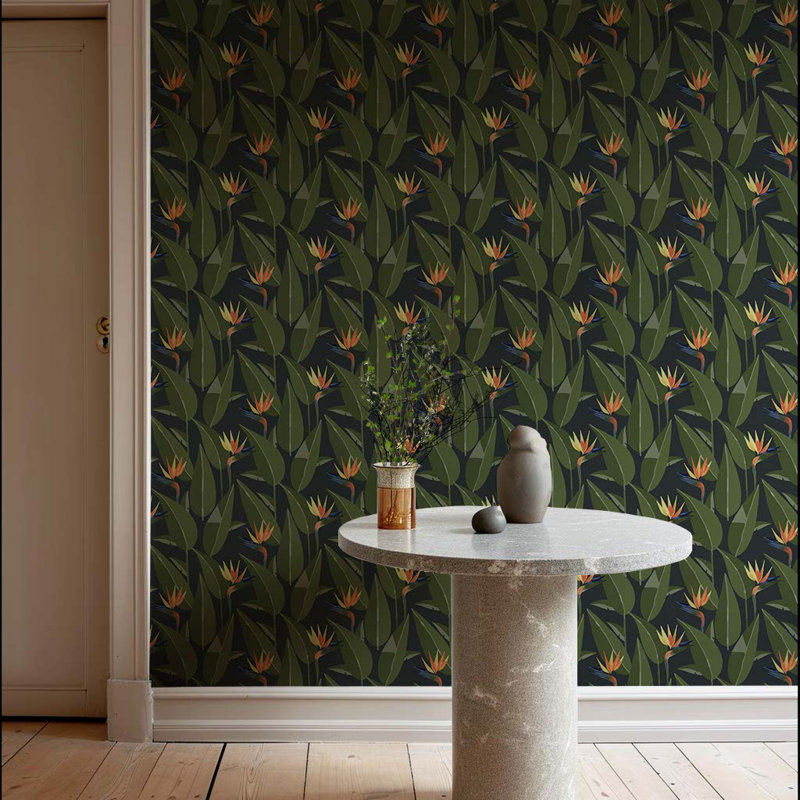 Birds of Paradise - Wallpaper, Black, Self-Adhesive