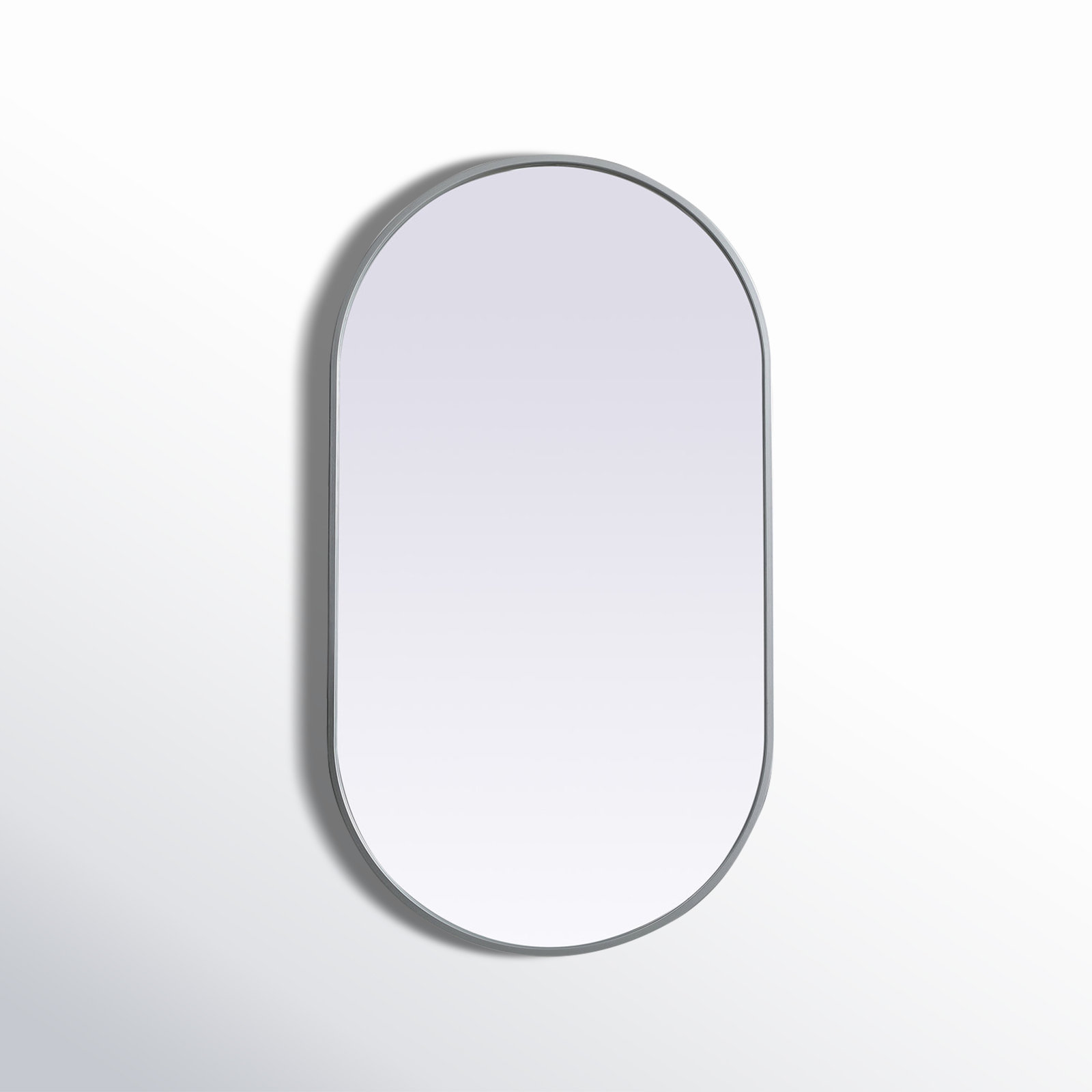 Sabine Metal Pill Wall Mirror, Silver, 36" x 20"