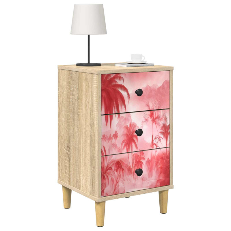 36cm W Engineered Wood Bedside Table
