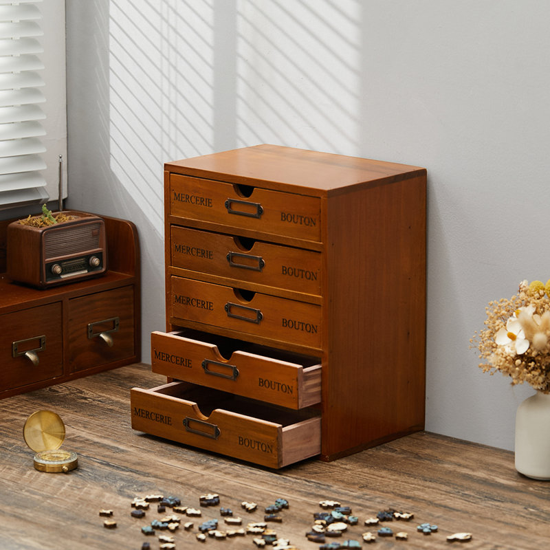 Saguache Wood Desk Organiser with Drawers