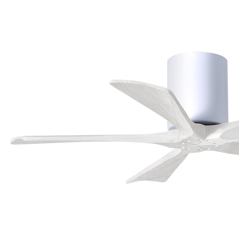 60" Irene 5-Blade Hugger Ceiling Fan with Wall Remote, Gloss White, Matte White, 42"