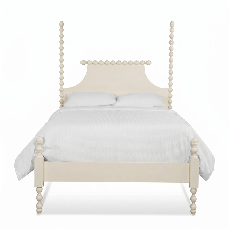 Mary Spindle Four Post Bed, Queen, Bisque
