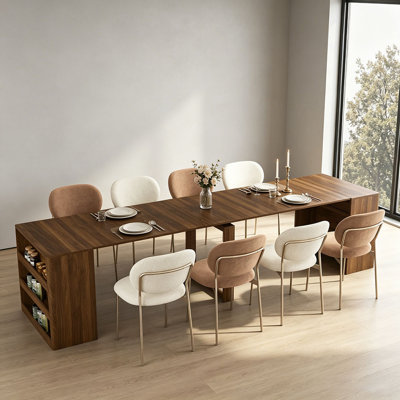 Table de salle à manger extensible pliable pour 1 à 10 personnes, console multifonctionnelle en bois extensible