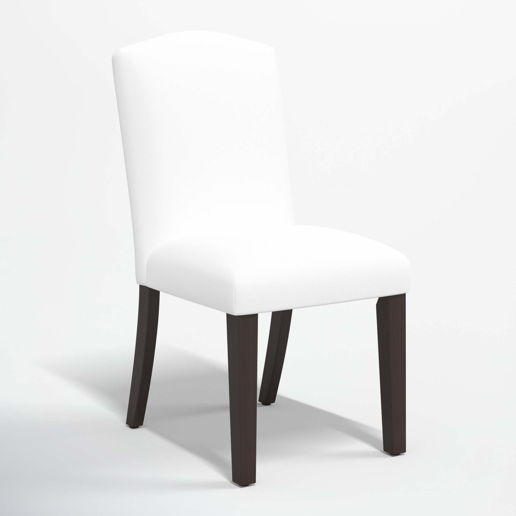 Estrela Upholstered Dining Chair, White Performance Twill, Espresso