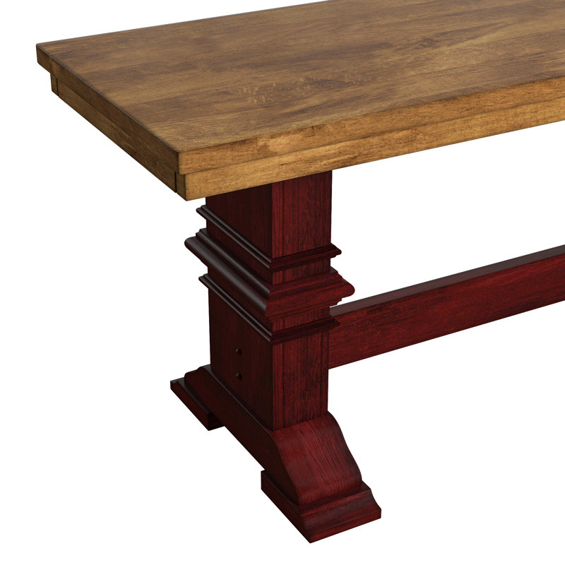 Banc en bois Fortville, Chêne / Rouge framboise