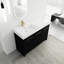 Meuble-lavabo noir 48 po avec lavabo et charnières en résine - autoportant et pièce moderne