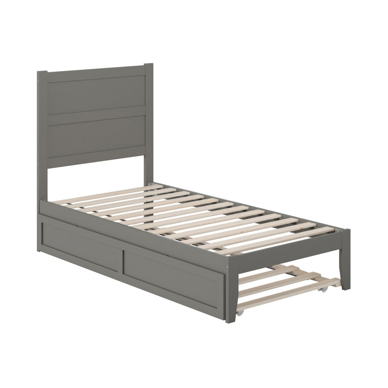  Barbera Solid Wood Platform Bed with Trundle, Gray, Twin
