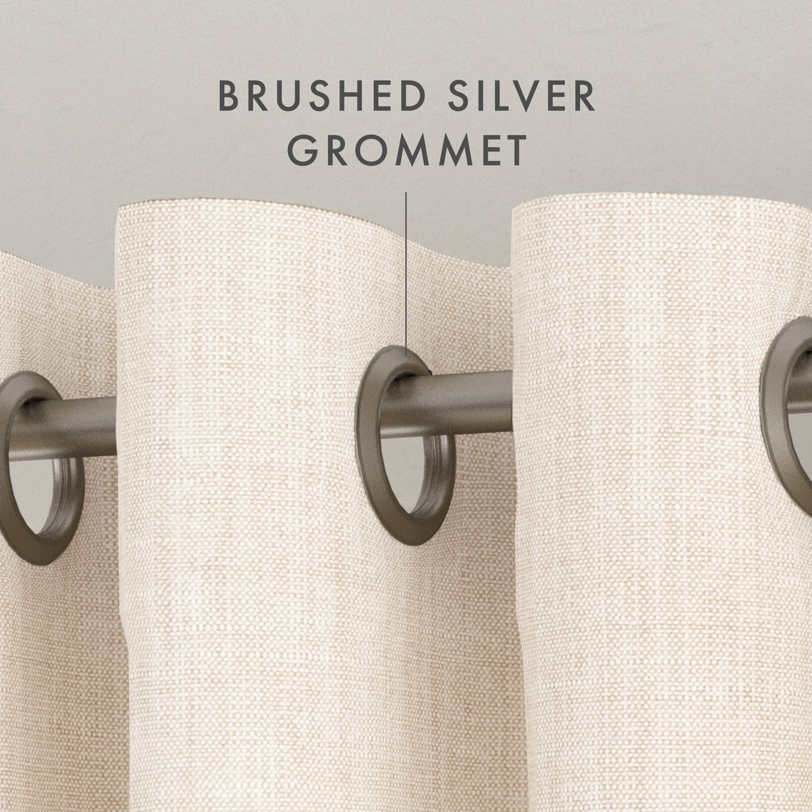 Textured Linen-Blend Blackout Curtain Panel Set, Ivory, 50" W x 96" L