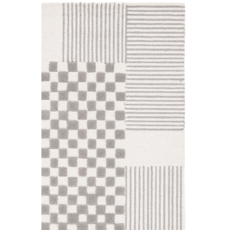 Arbyrd Hand Tufted Wool Pile Checkered Rug, Rectangle 5' x 8'