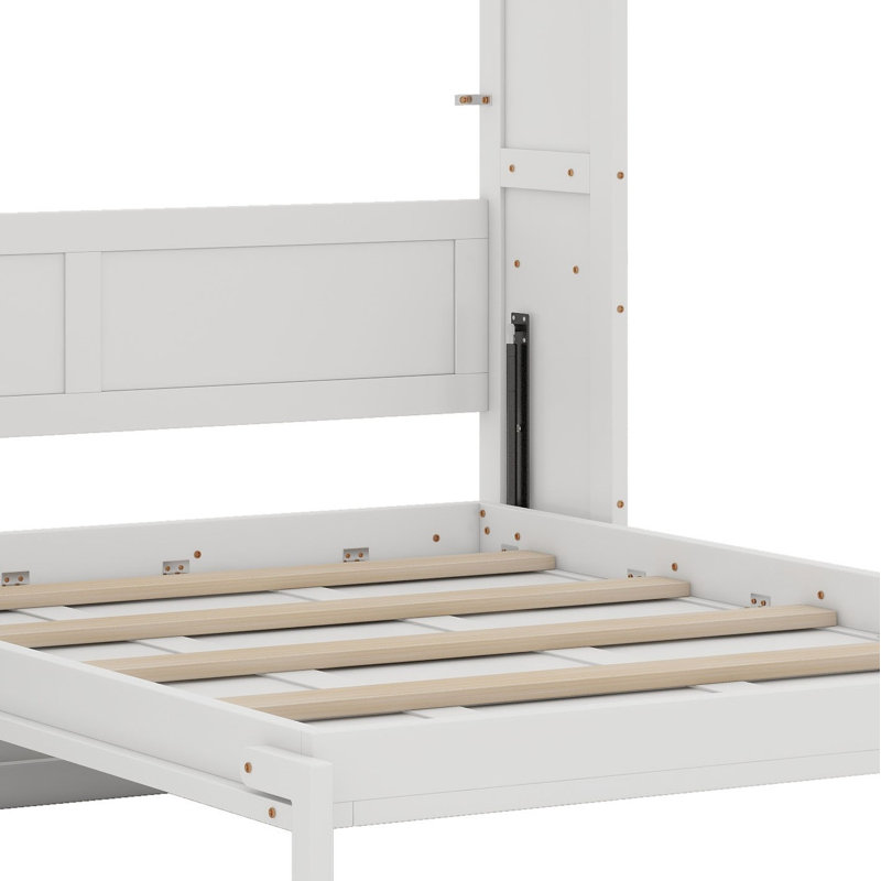 Murphy Bed With Storage Cabinet, White