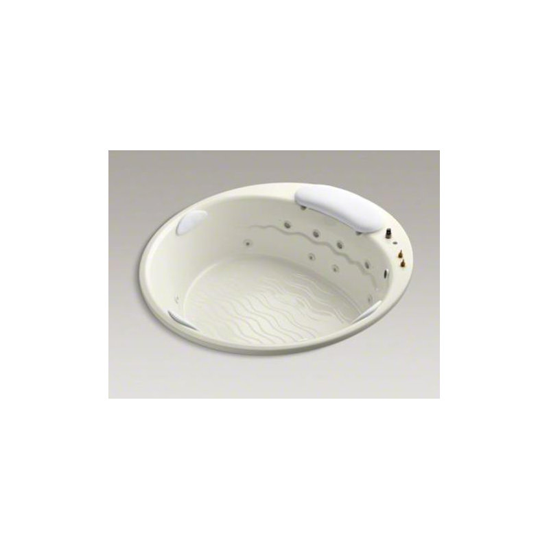 RiverBath® 75" Drop In Whirlpool Acrylic Bathtub with Light, Biscuit