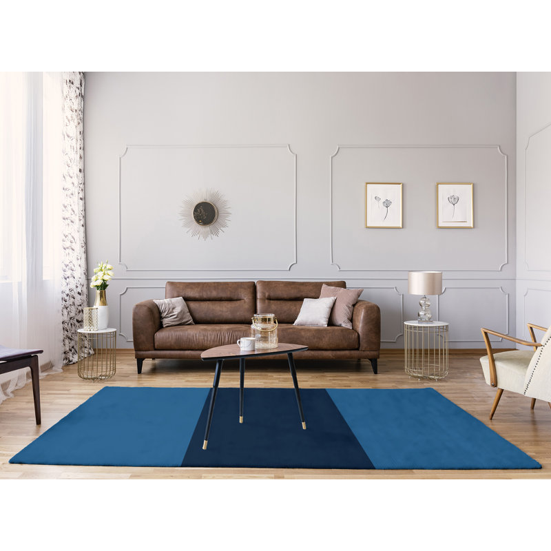 Tapis bleu/blanc rayée lake, Rectangle 9 pi x 12 pi