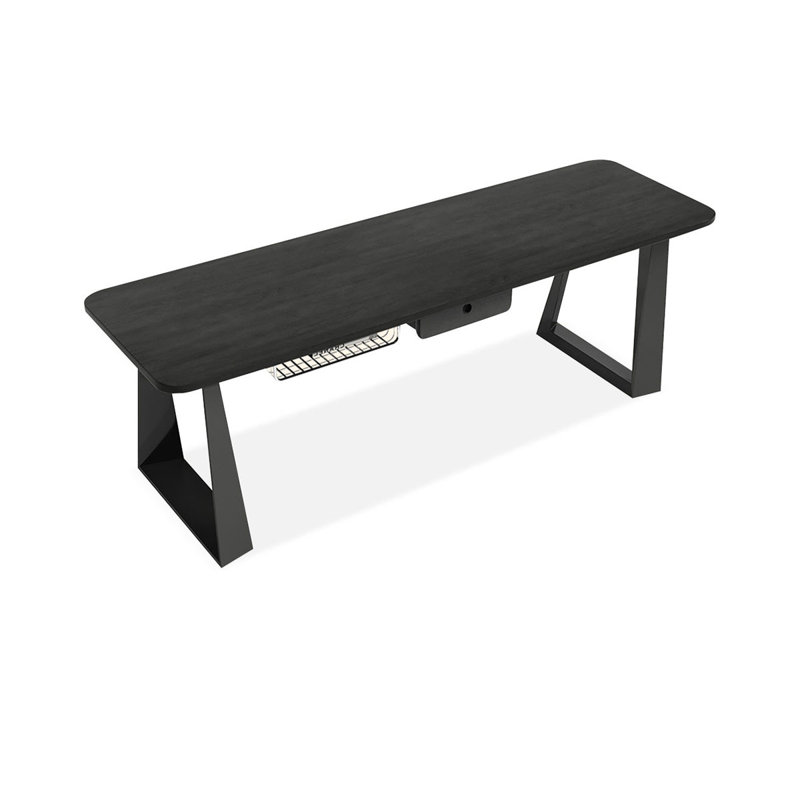 Black Rectangular Solid Wood+Iron desk, 29.53" H x 62.99" W x 23.62" D