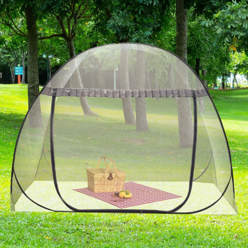 Pop Up Bed Mosquito Net Tent, 90*195cm Gray Full Net Bottom Bed Canopy, Portable Foldable Insect Screen, Indoor Outdoor Bed Tent for Bedroom Dorm Camping