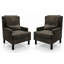 Ensemble de 2 fauteuils à oreilles pour salon, fauteuil en chenille moderne avec dossier haut et coussin Mid-Century-133357972