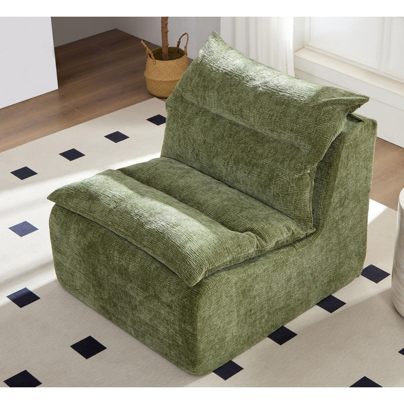 Canapé simple avec dossier et chaise simple, Vert