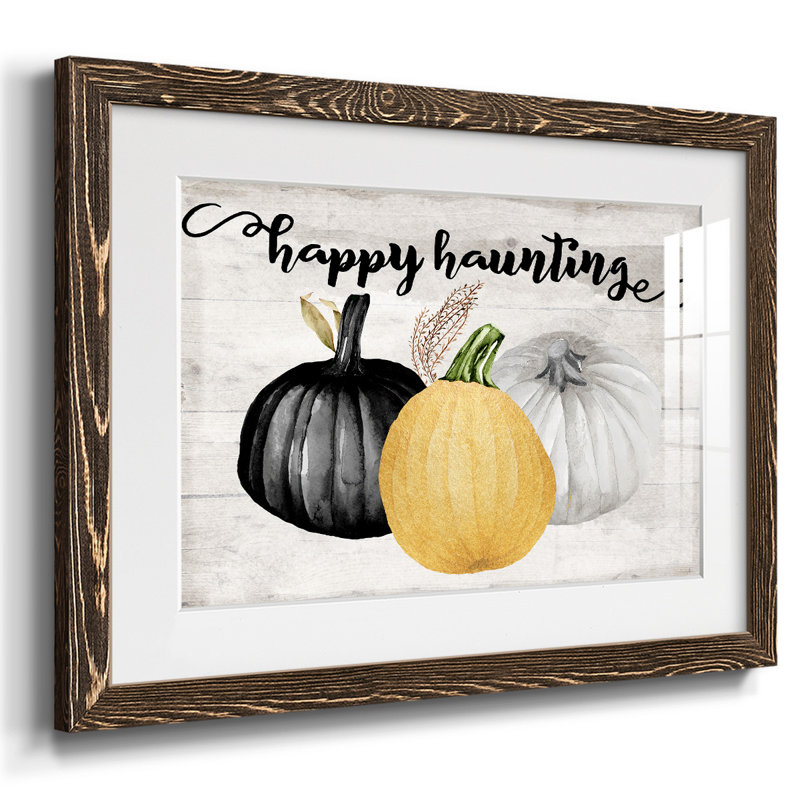 Happy Haunting, impression sur papier encadrée, H 28 po x l 42 po x P 1,5 po, Noyer