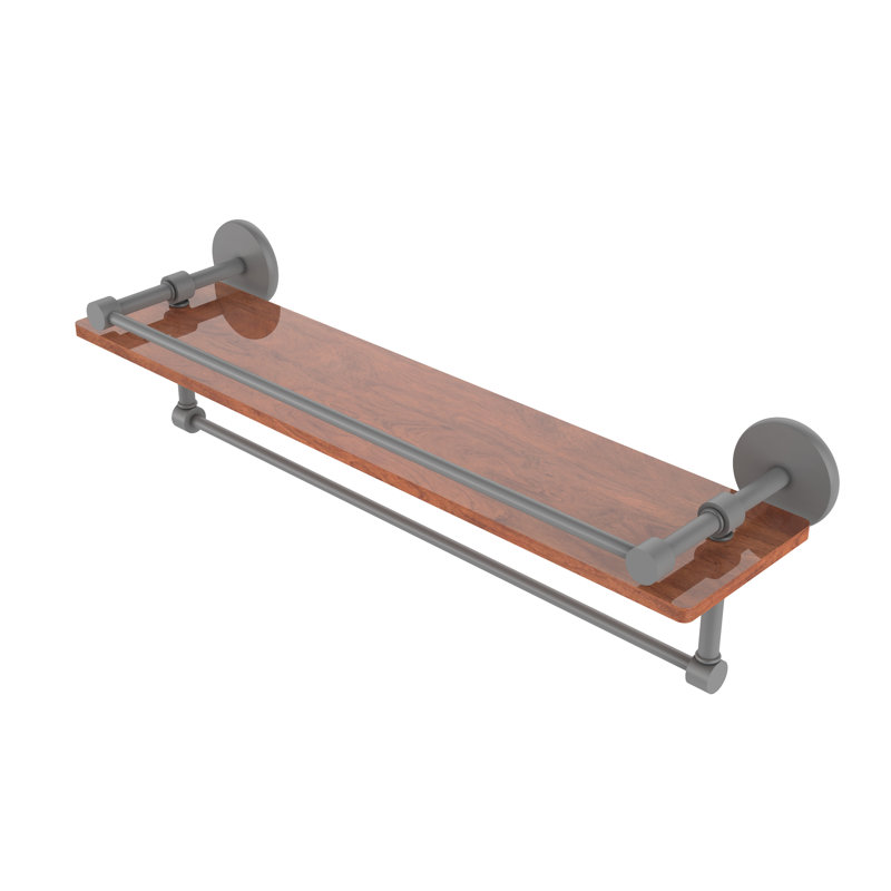 Dalston Bracket Shelf with Towel Bar, Matte Gray, 5"H x 22" W x 5" D