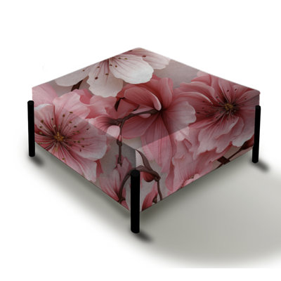 Pink And White Carnation Blossoming Grace I - Floral Large Square Ottoman