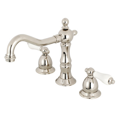 Kingston Brass Heritage Two-Handle 3-Hole Deck Mount Widespread Bathroom Faucet with Brass Pop-Up Drain
