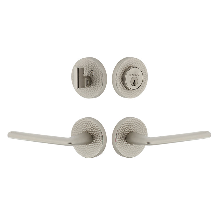 Viaggio Circolo Hammered Texture Rosette Complete Entry Set with Brezza Lever