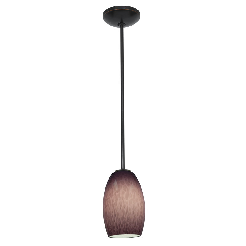 Luminaire suspendu 1 cloche pour une cloche Crisman, Tourbillon violet, Bronze huilé