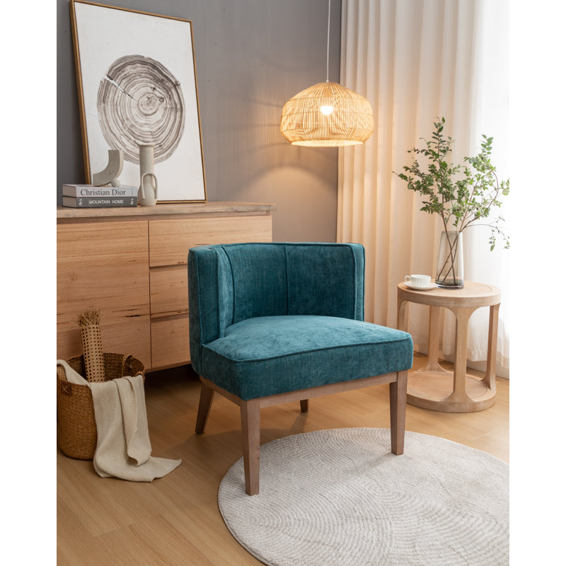 Fauteuil demi-tonneau Karoll, Mélange de polyester bleu sarcelle, 1
