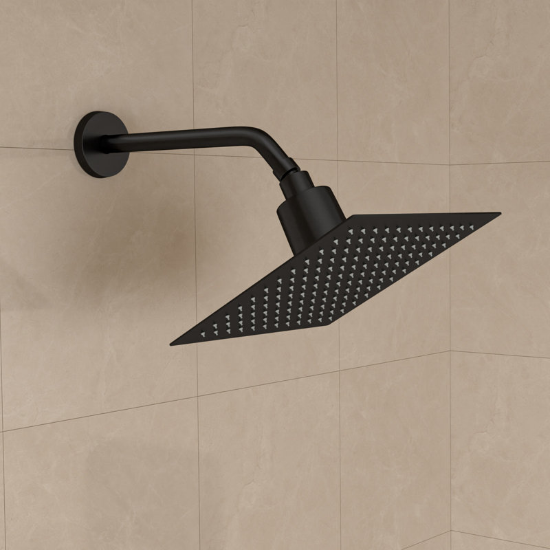 Universal 8" Matte Black Square Filter Single-Spray Rain Shower Head High Flow Stainless Steel Wall Mount Shower Head