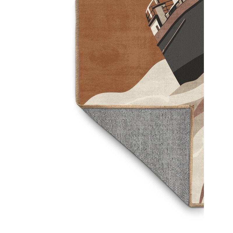 Tapis scandinave lavable à la machine Potts River Barge - brun clair, 2 pi x 3 pi