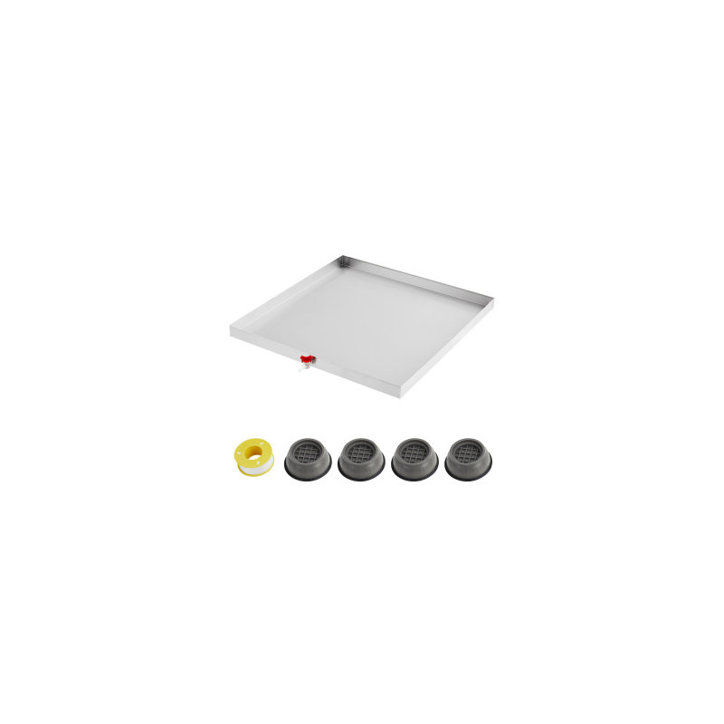 Washing Machine Pan Heavy Duty Washing Machine Tray with 4 Pcs Anti-Vibration Washing Machine Feet, Washer Pan, No Hole