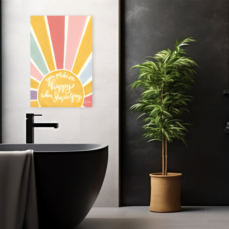 Happy Sunshine, art contemporain abstrait, H 24 po x l 16 po