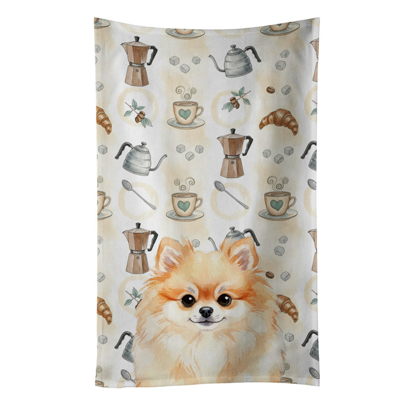 Pomeranian Coffee Bar Kitchen Towel, Pomeranian