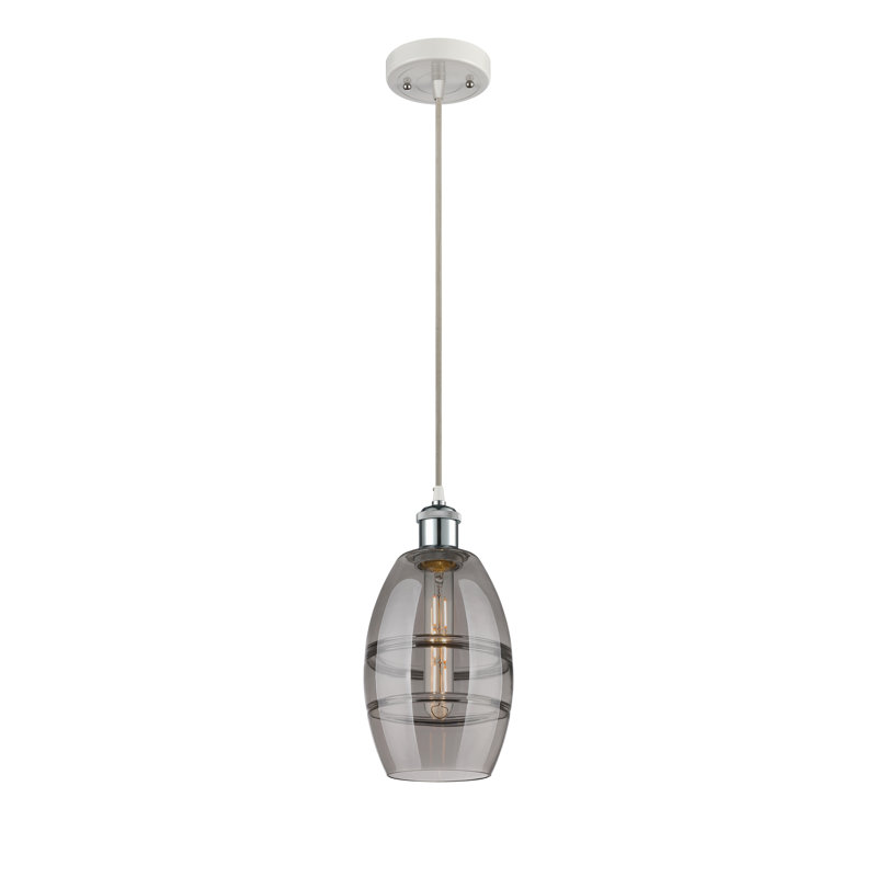 Luminaire suspendu 1 lumière Absalat, H 8,13 po x l 5,88 po x P 5,88 po, Gris fumée clair, Chrome poli blanc