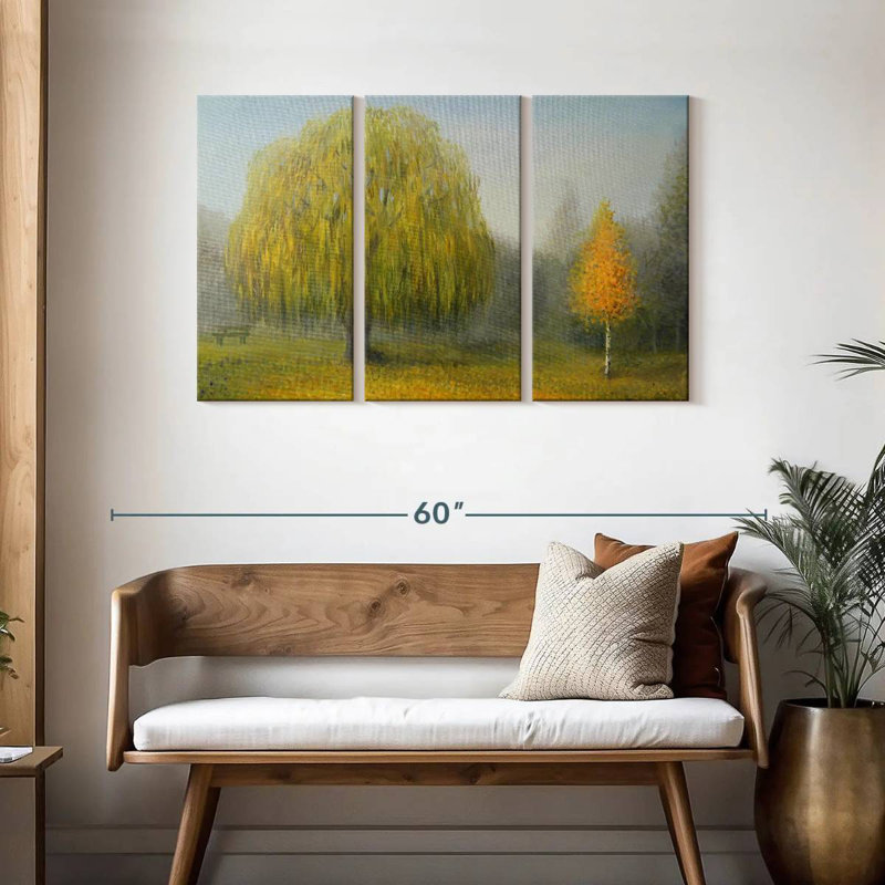 Harnek Misty Willow Tree Painting, 28" H x 45" W