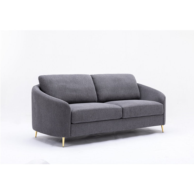 Canapé en tissu d'ameublement en tissu gris, H 35 po x l 34 po x P 80 po