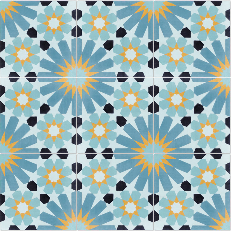 Tangier 8" x 8" Cement Patterned Wall & Floor Tile, Primero