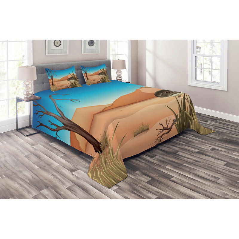 Reptile Polyester Coverlet, King Bedspread + 2 Shams