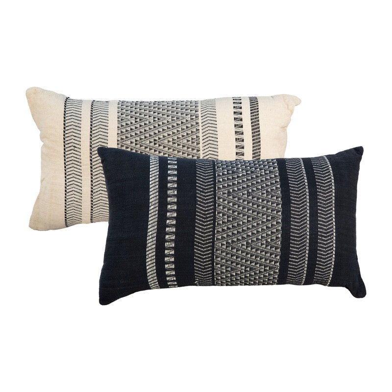 Cotton Blend Lumbar Rectangular Pillow Cover & Insert, Black