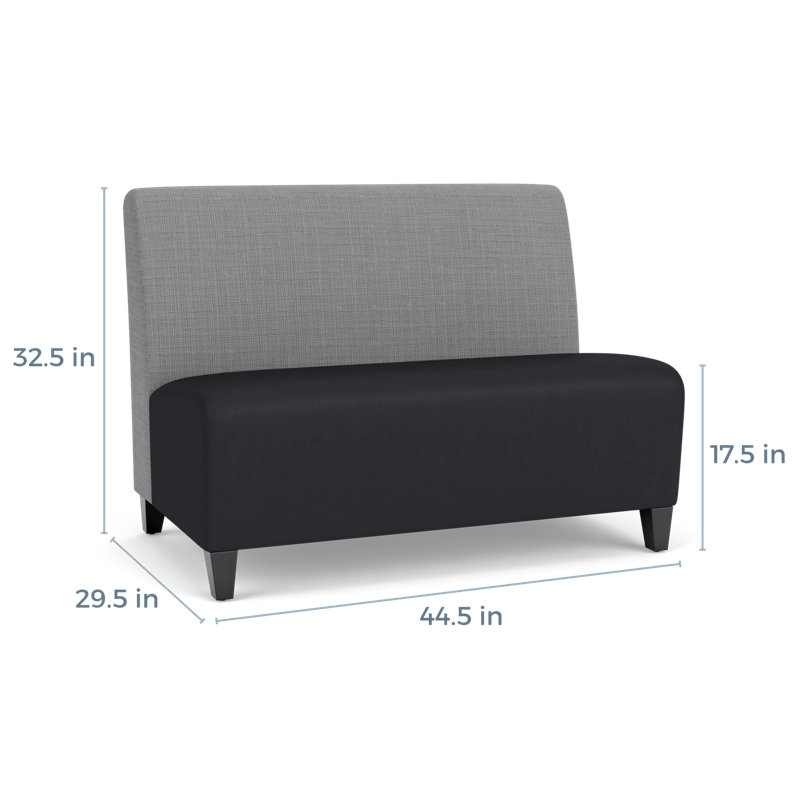 Causeuse sans accoudoirs Ravenna, Bois noir, Gris Chambray / noir Patriot Plus