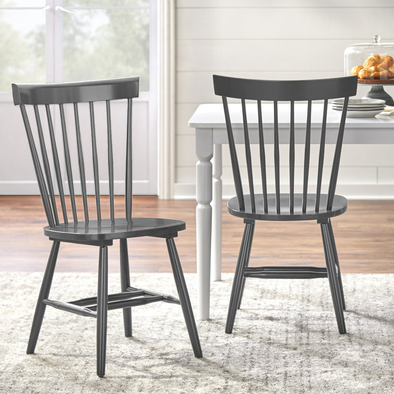 Aulii Solid Wood Side Chair, Charcoal