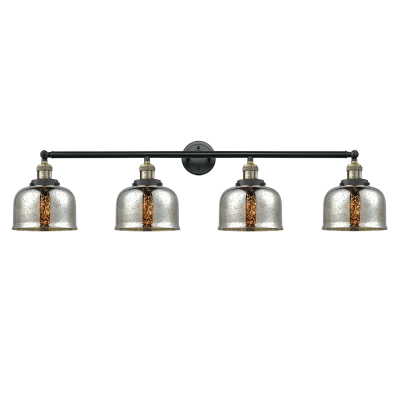 Cochrane 4 - Light Dimmable Vanity Light, 60 Watt Vintage Incandescent Bulb, Silver Mercury, Brushed Brass