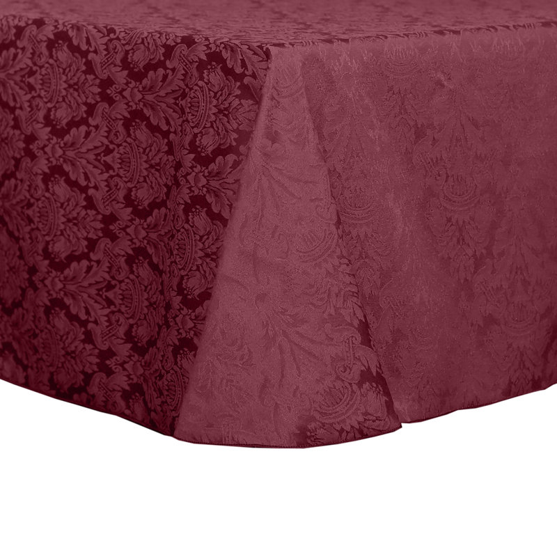 Ultimate Textile - Damask Saxony Tablecloth - Scroll Jacquard Design, 60" W x 102" Oval, 10