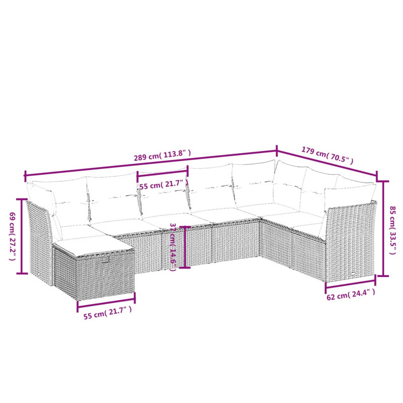 Ensemble de canapé de jardin Vidaxl