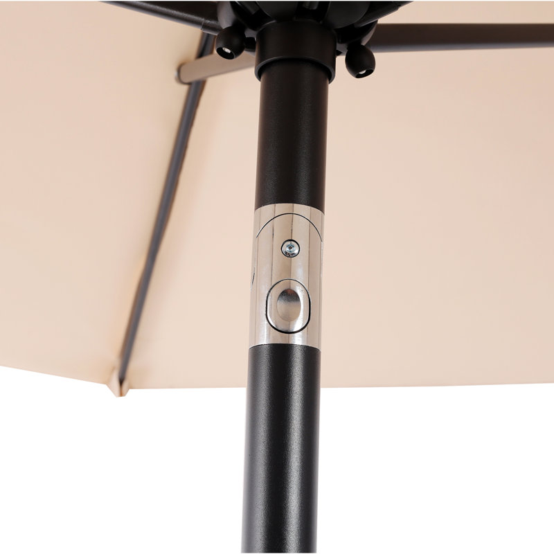 Parasol de marché de 7,5 pi avec bouton-poussoir, relevage à manivelle et évent pour terrasse de jardin, Beige