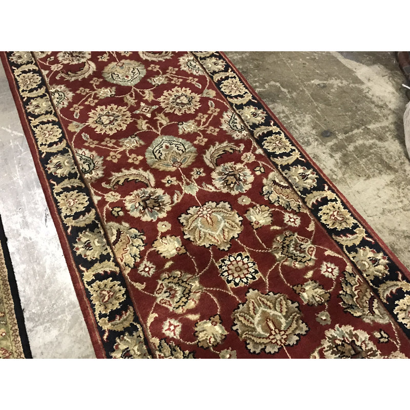 Hand-Knotted High-Quality Red and Black Runner
