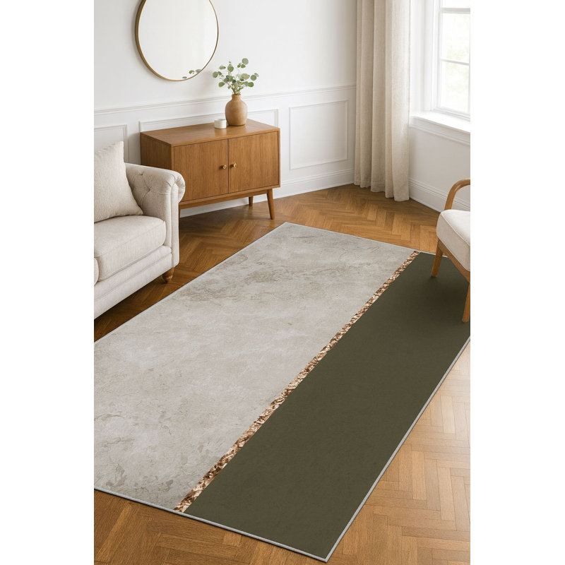 Tapis tissé élégant, 4,6 x 7,2 pieds, 100% polyester, 740 g / m² | Revers en feutre antidérapant, facile à nettoyer et lavable à la machine à 86 ° F | Parfait pour le salon, la chambre à coucher et la salle à manger, design durable et élégant