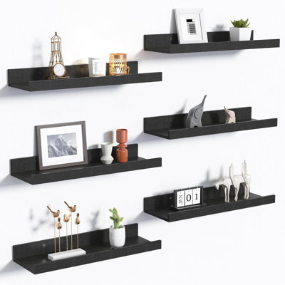 6 tablettes flottantes noires