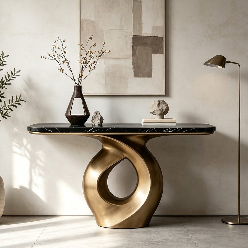 Console Italian Minimalist, H 33,5 po x l 47,2 po x P 13,8 po