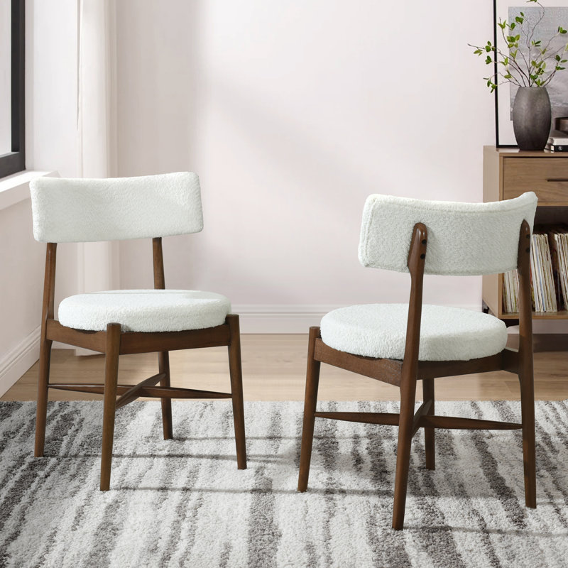 Boucle Upholstered Dining Chair, Walnut